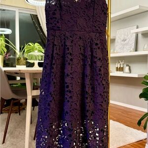Astr Lace Dress in Dark Navy